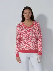 JACQUARD PULLOVER Leo coral - S
