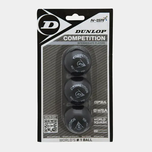 Dunlop COMPETITION 3 BALL BLISTER BLACK (SINGLE GREY DOT) 